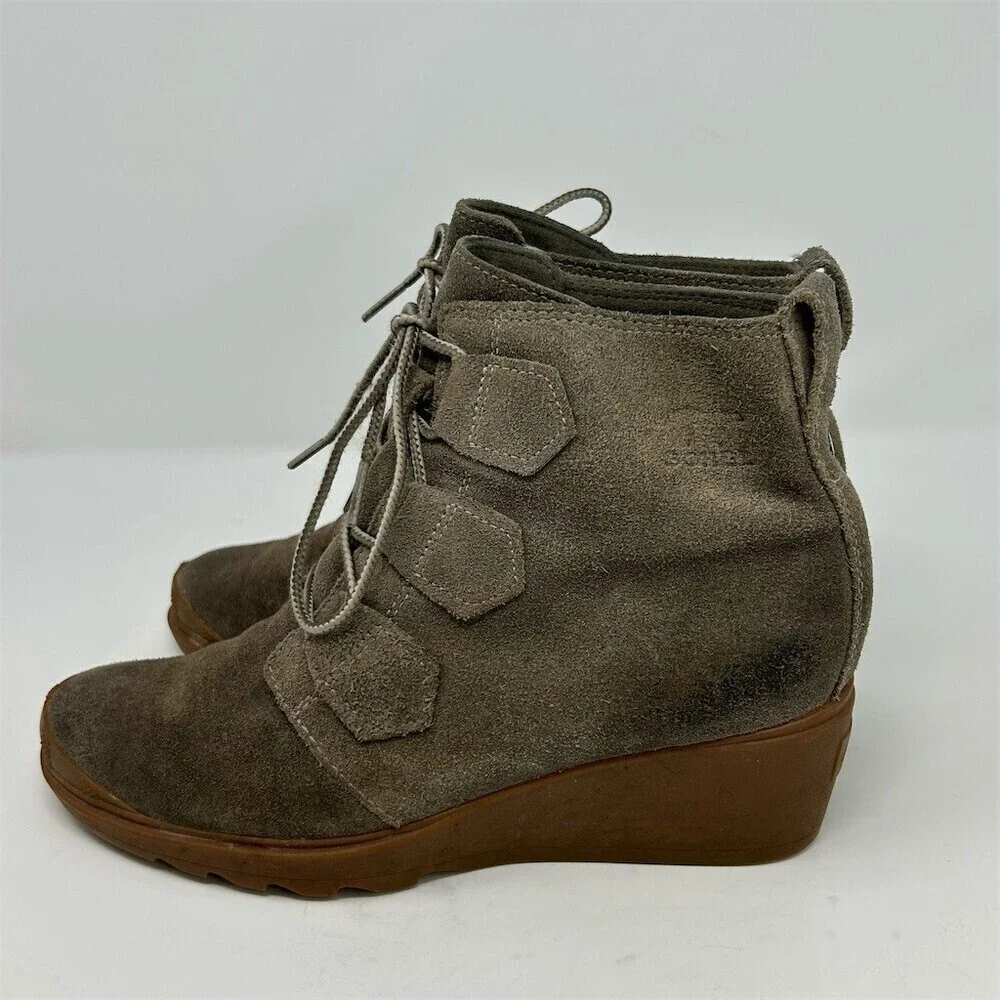 Sorel Toronto Lace Wedge Waterproof Light Brown Ankle Boots Womens US 8.5